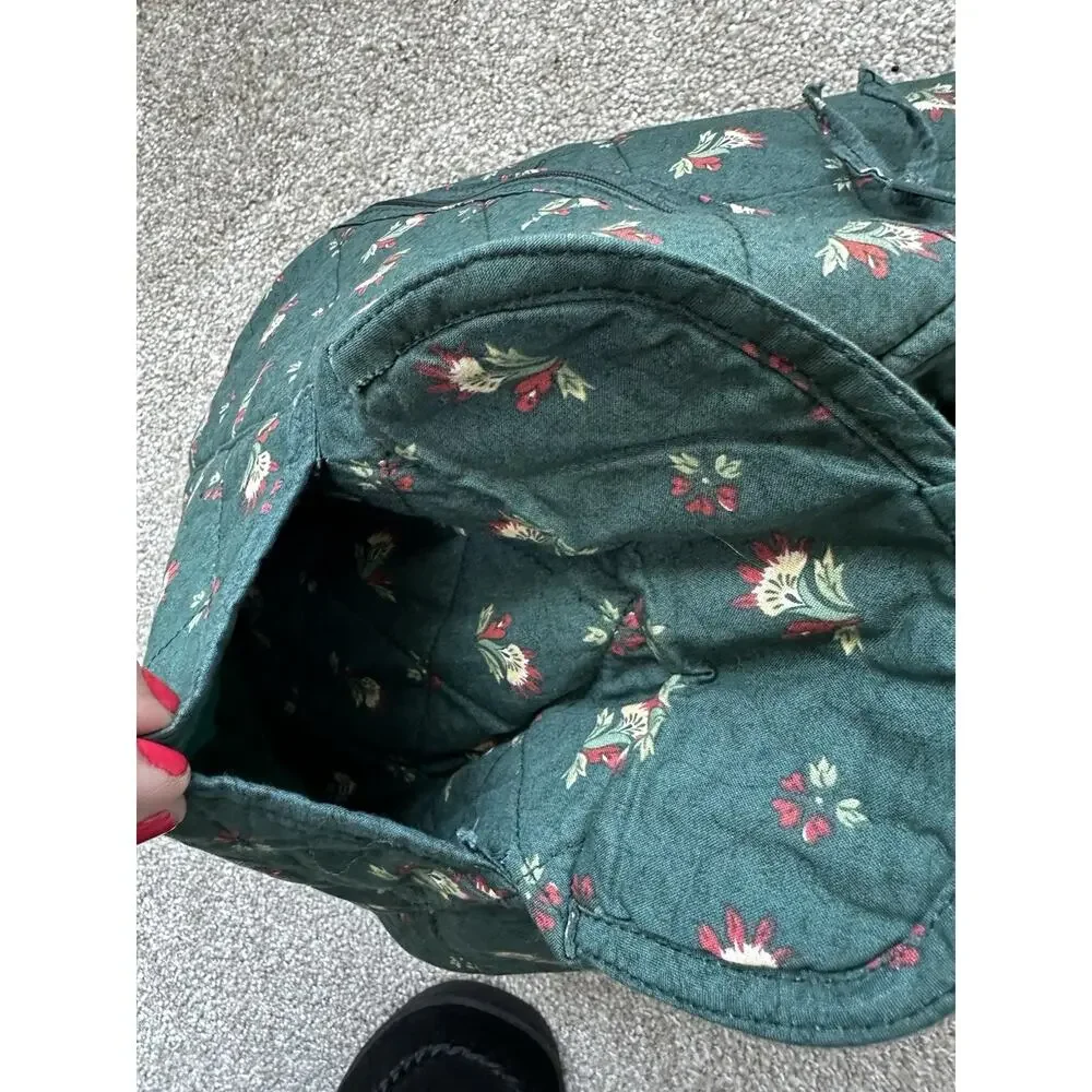 PIERRE DEUX French Country Green Floral Quilted Back Pack Sling Bag Vintage